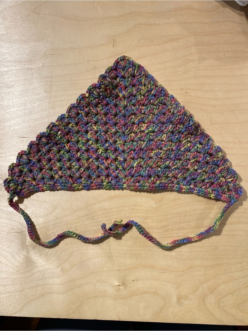 Hand-Crocheted Multicolor Triangle Bandanna (RZ)